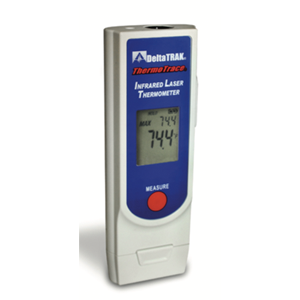 A Silver And Blue Infrared Thermometer With A Large, Easy To Read LCD Temperature Display Screen
