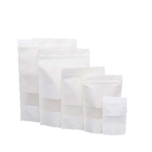 Different Sizes Of Five Stand Up Pouches, Arranged In A Row From Smaller To Bigger Sizes